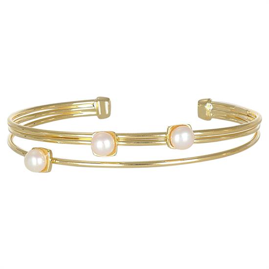 BRACCIALE MANETTA TRE FILI CON 3 PERLE DI FIUME IN ARGENTO 925°/°°