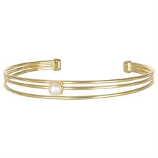 BRACCIALE MANETTA TRE FILI CON PERLA DI FIUME IN ARGENTO 925°/°°