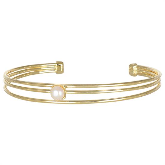 BRACCIALE MANETTA TRE FILI CON PERLA DI FIUME IN ARGENTO 925°/°°