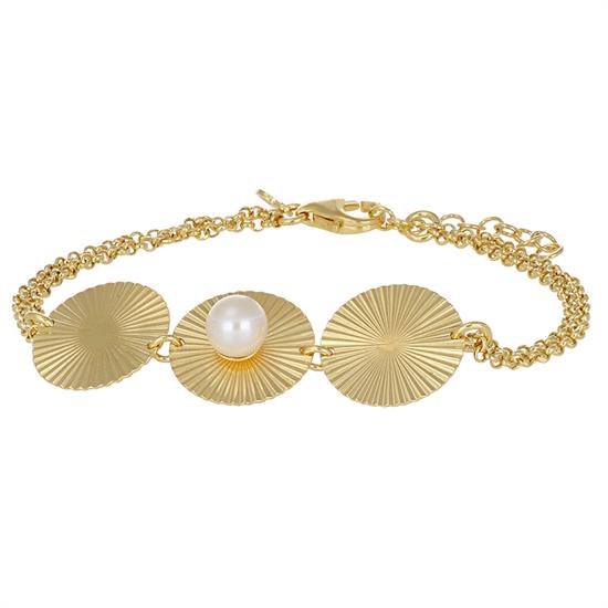 BRACCIALE TRE TONDO RAGGI CON PERLA DI FIUME IN ARGENTO 925°/°°