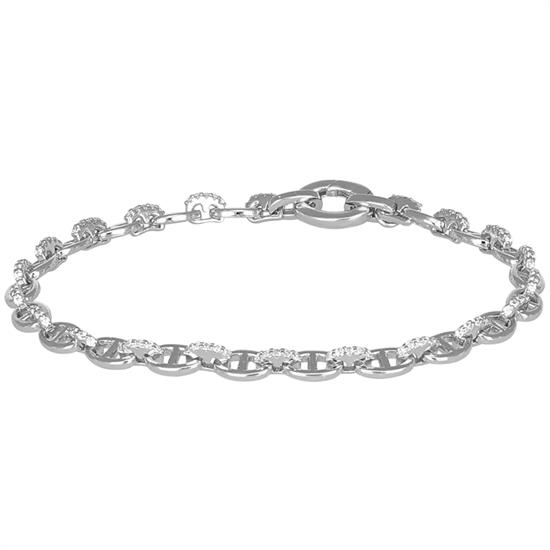 BRACCIALE MAGLIE MARINE PICCOLE E BARRE ZIRCONATE ARGENTO 925°/°°