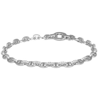 BRACCIALE MAGLIE MARINE PICCOLE E BARRE ZIRCONATE ARGENTO 925°/°°