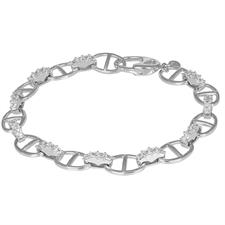 BRACCIALE MAGLIE MARINE GRANDI E BARRE ZIRCONATE ARGENTO 925°/°°