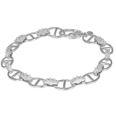 BRACCIALE MAGLIE MARINE GRANDI E BARRE ZIRCONATE ARGENTO 925°/°°