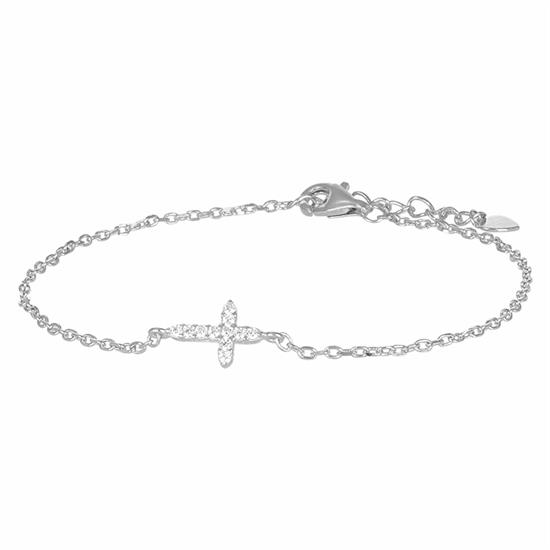 BRACCIALE FORZATINA CON CROCE ZIRCONATA IN ARGENTO 925°/°°