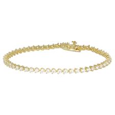 BRACCIALE DORATO TENNIS TONDO TAGLIO CUORE ZIRCONATI ARGENTO 925°/°°
