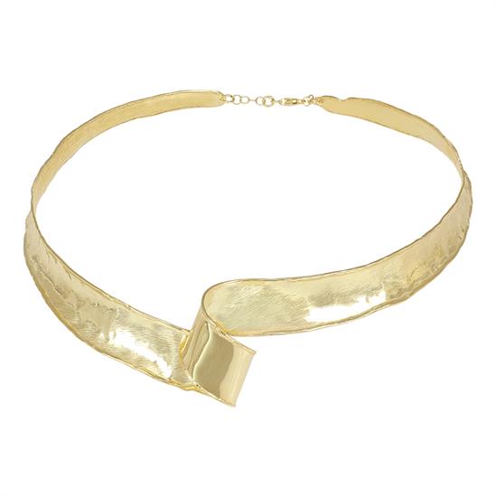 COLLANA RIGIDA SATINATA TORCHON CENTRALE IN ARGENTO 925°/°°