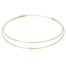 COLLANA RIGIDA DOPPIO FILO CON PERLA DI FIUME IN ARGENTO 925°/°°