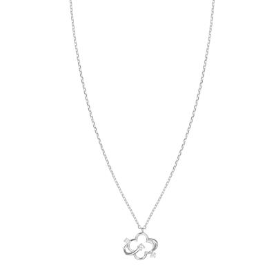 COLLANA PENDENTE QUADRIFOGLIO TRAFORATO CON ZIRCONI ARGENTO 925°/°°