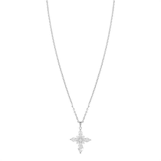COLLANA CROCE CON ZIRCONI FORME MIX IN ARGENTO925°/°°