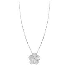 COLLANA FIORE MULTIPETALO ZIRCONATO IN ARGENTO 925°/°°