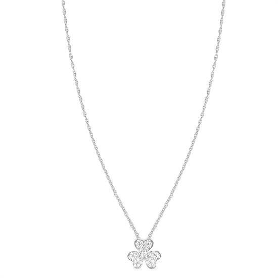 COLLANA TRIFOGLIO ZIRCONATO PENDENTE IN ARGENTO 925°/°°