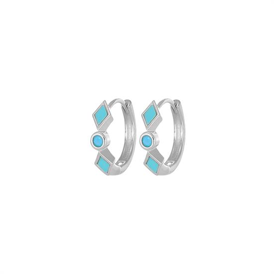 ORECCHINO CERCHIETTO TRE FROME P.TURCHESE IN ARGENTO 925°/°°