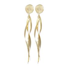 ORECCHINO TONDO SATINATO CON VORTICI LUNGI ARGENTO 925°/°°