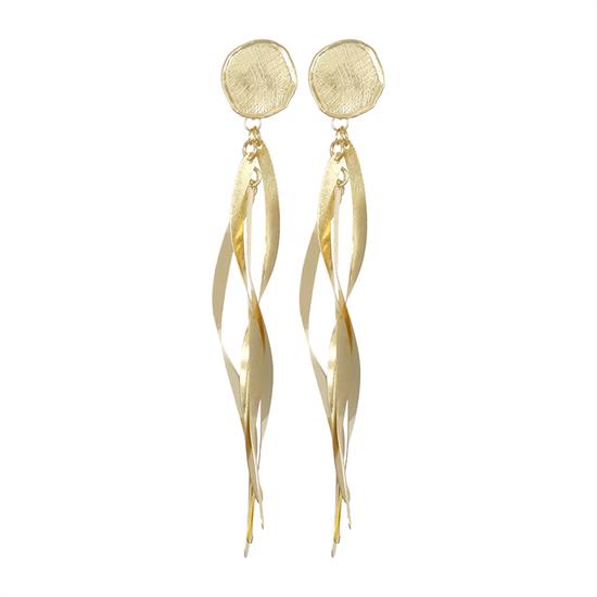 ORECCHINO TONDO SATINATO CON VORTICI LUNGI ARGENTO 925°/°°