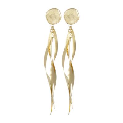 ORECCHINO TONDO SATINATO CON VORTICI LUNGI ARGENTO 925°/°°