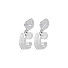 ORECCHINO PONTE DUE FILI 1ZK E GOCCIA ZIRCONE IN ARGENTO 925°/°°