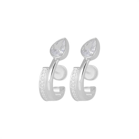 ORECCHINO PONTE DUE FILI 1ZK E GOCCIA ZIRCONE IN ARGENTO 925°/°°