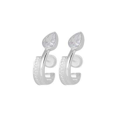 ORECCHINO PONTE DUE FILI 1ZK E GOCCIA ZIRCONE IN ARGENTO 925°/°°