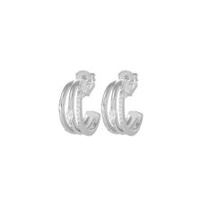 ORECCHINO CREOLA 3 FILI LISCIO ZIRCONATO E FORME IN ARGENTO 925°/°°