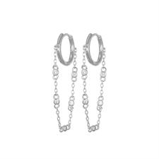 ORECCHINO CERCHIETTO LISCIO CATENA PASSANTE ZIRCONATA ARGENTO925°/°°