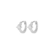 ORECCHINO MINI CERCHIETTO ZIRCONATO E 4 GRIFFE IN ARGENTO 925°/°°