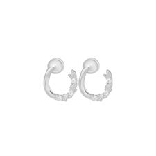 ORECCHINO FRONTALE LISCIO CON MINI BAGUETTE CZ IN ARGENTO 925°/°°