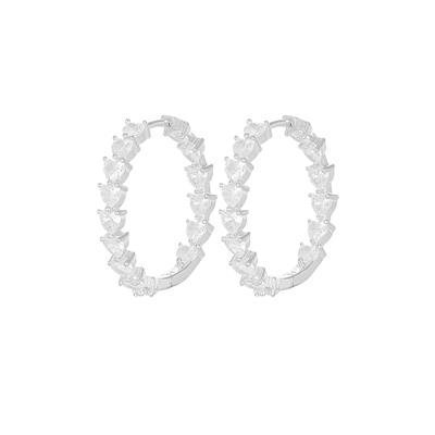 ORECCHINO CERCHIO 18MM CUORI ZIRCONATI IN ARGENTO 925°/°°