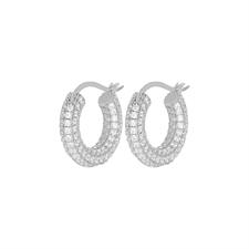 ORECCHINO CERCHIO DIAMERO 12MM BOMBATO ZIRCONATO IN ARGENTO 925°/°°