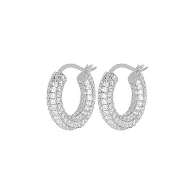 ORECCHINO CERCHIO DIAMERO 12MM BOMBATO ZIRCONATO IN ARGENTO 925°/°°