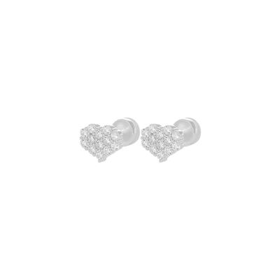 ORECCHINO LOBO CUORE PIXELLATO ZIRCONATO IN ARGENTO 925°/°°