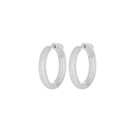 ORECCHINO CERCHIO 18MM ZIRCONATO CHIUSURA SCATTO IN ARGENTO 925°/°°