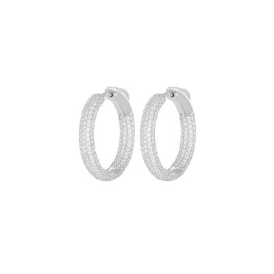 ORECCHINO CERCHIO 18MM ZIRCONATO CHIUSURA SCATTO IN ARGENTO 925°/°°