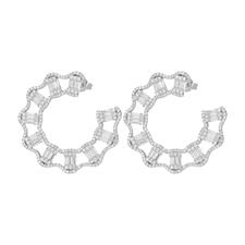 ORECCHINO VORTICE BIG BAGUETTE E ZIRCONI IN ARGENTO 925°/°°