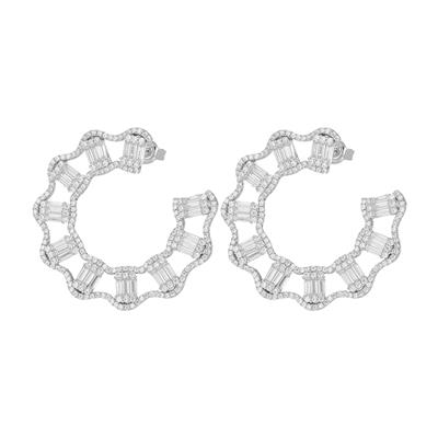 ORECCHINO VORTICE BIG BAGUETTE E ZIRCONI IN ARGENTO 925°/°°