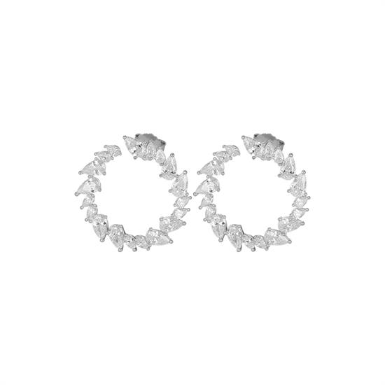 ORECCHINO VORTICE GOCCE OVALI ZIRCONATE IN ARGENTO 925°/°°