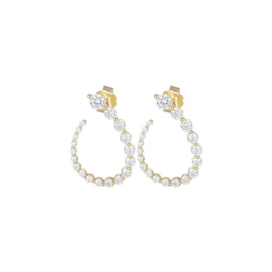 ORECCHINO OVALE VORTICE ZIRCONI SCALARE IN ARGENTO 925°/°°