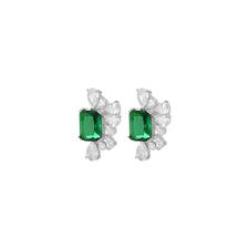 ORECCHINO PIETRA QUADRATA E GOCCE VENTAGLIO ZIRCONATO ARGENTO925°/°°