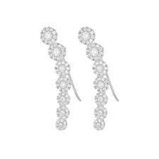ORECCHINO EARCUFF FIORELLINI SCALARI ZIRCONATI IN ARGENTO 925°/°°