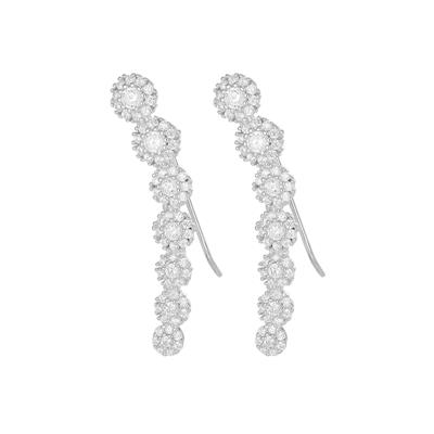 ORECCHINO EARCUFF FIORELLINI SCALARI ZIRCONATI IN ARGENTO 925°/°°