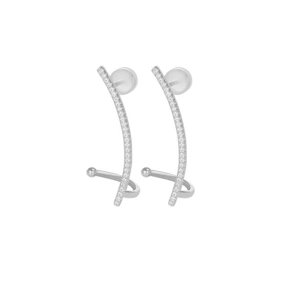 ORECCHINO EARCUFF FILO LUNGO ZIRCONATO CON GANCIO ARGENTO 925°/°°