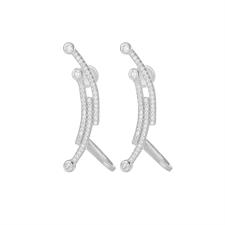 ORECCHINO EARCUFF DOPPIO FILO LUNGO ZIRCONATO GANCIO ARGENTO 925°/°°