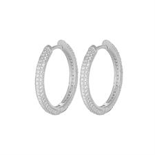 ORECCHINO CERCHIO 25MM ZIRCONI FRONTE RETRO IN ARGENTO 925°/°°