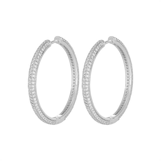 ORECCHINO CERCHIO 35MM ZIRCONI FRONTE RETRO IN ARGENTO 925°/°°