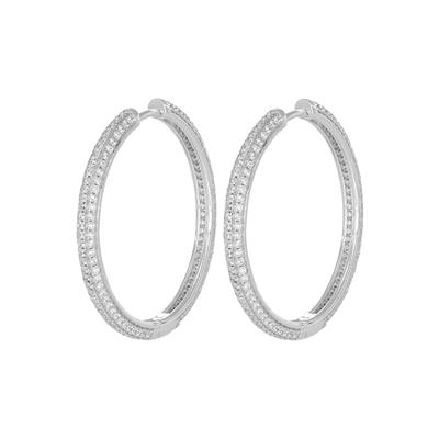 ORECCHINO CERCHIO 35MM ZIRCONI FRONTE RETRO IN ARGENTO 925°/°°