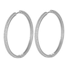 ORECCHINO CERCHIO 45MM ZIRCONI FRONTE RETRO IN ARGENTO 925°/°°