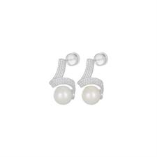 ORECCHINO PENDENTE ZIRCONATO E SMALTO PERLE DI FIUME ARGENTO 925°/°°