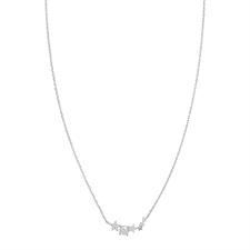 COLLANA BARRETTA STELLE ZIRCONATE E PUNTO LUCE IN ARGENTO 925°/°°
