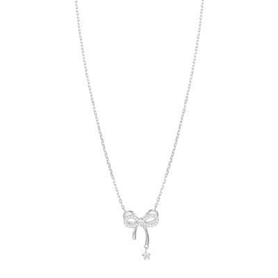COLLANA FIOCCO ZIRCONATO CON 2 PUNTO LUCE IN ARGENTO 925°/°°