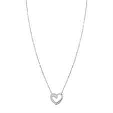 COLLANA PENDENTE CUORE META'LISCIO META'ZIRCONATO IN ARGENTO 925°/°°